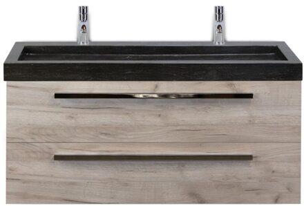 Seville Badmeubelset 120 cm - 2 Laden Craft Oak - Wastafel Lucca Enkel