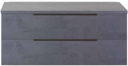 Seville Badmeubelset 120 cm - 2 Laden Esu - Wastafelblad Beton Antraciet Edge Greep