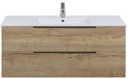 Seville Badmeubelset 120 cm - 2 Laden Natuur Eiken Edge Greep - Wastafel Enjoy Enkel