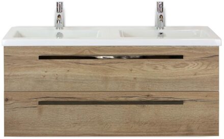 Seville Badmeubelset 120 cm - 2 Laden Natuur Eiken - Wastafel Djazz Dubbel