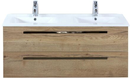 Seville Badmeubelset 120 cm - 2 Laden Natuur Eiken - Wastafel Enjoy Dubbel