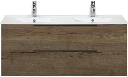 Seville Badmeubelset 120 cm - 2 Laden Tabacco Edge Greep - Wastafel Enjoy Dubbel