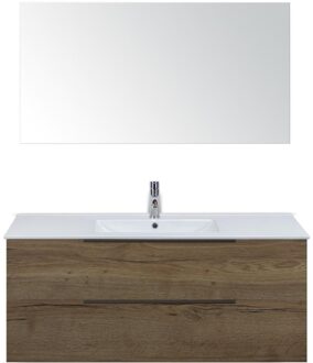 Seville Badmeubelset 120 cm - 2 Laden Tabacco Edge - Wastafel Enjoy Enkel met Spiegel