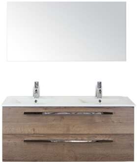 Seville Badmeubelset 120 cm - 2 Laden Tabacco - Wastafel Enjoy Dubbel met Spiegel