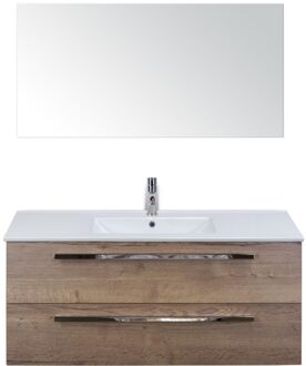 Seville Badmeubelset 120 cm - 2 Laden Tabacco - Wastafel Enjoy Enkel met Spiegel