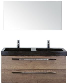 Seville Badmeubelset 120 cm - 2 Laden Tabacco - Wastafel Lucca Dubbel met Spiegel