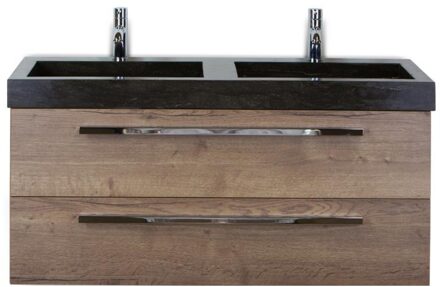 Seville Badmeubelset 120 cm - 2 Laden Tabacco - Wastafel Lucca Dubbel