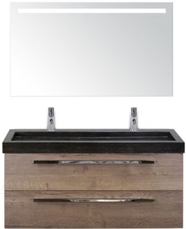 Seville Badmeubelset 120 cm - 2 Laden Tabacco - Wastafel Lucca Enkel met Sence Spiegel
