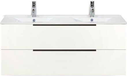 Seville Badmeubelset 120 cm - 2 Laden Wit Hoogglans Edge Greep - Wastafel Enjoy Dubbel