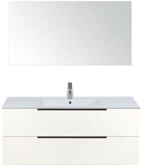 Seville Badmeubelset 120 cm - 2 Laden Wit Hoogglans Edge - Wastafel Enjoy Enkel met Spiegel