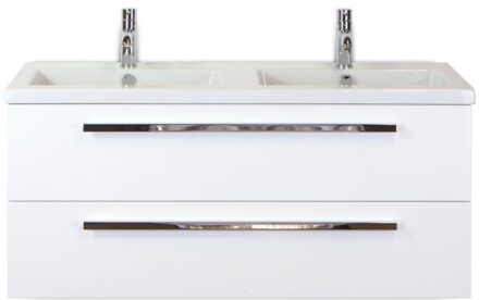 Seville Badmeubelset 120 cm - 2 Laden Wit Hoogglans - Wastafel Djazz Dubbel