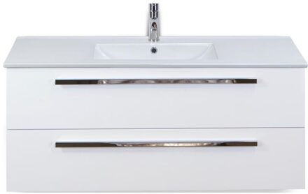 Seville Badmeubelset 120 cm - 2 Laden Wit Hoogglans - Wastafel Enjoy Enkel