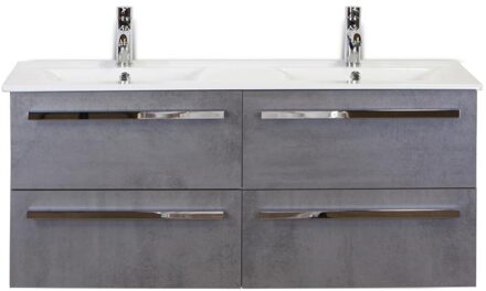 Seville Badmeubelset 120 cm - 4 Laden Beton Antraciet - Keramische Wastafel Wit Enjoy