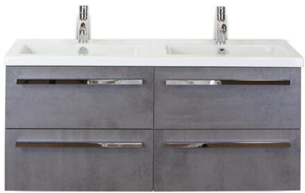 Seville Badmeubelset 120 cm - 4 Laden Beton Antraciet - Wastafel Djazz Dubbel