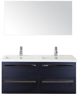 Seville Badmeubelset 120 cm - 4 Laden Black Oak - Wastafel Djazz Dubbel met Spiegel