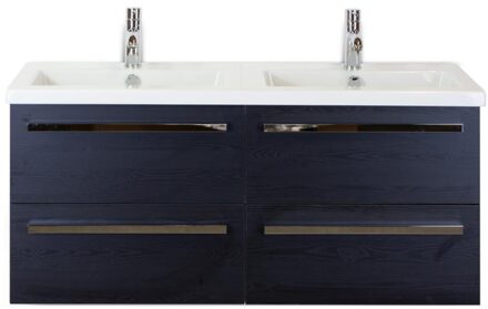 Seville Badmeubelset 120 cm - 4 Laden Black Oak - Wastafel Djazz Dubbel