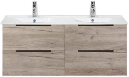 Seville Badmeubelset 120 cm - 4 Laden Craft Oak Edge Greep - Wastafel Enjoy Dubbel