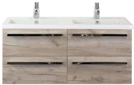 Seville Badmeubelset 120 cm - 4 Laden Craft Oak - Wastafel Djazz Dubbel
