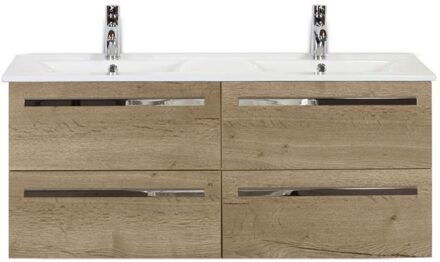 Seville Badmeubelset 120 cm - 4 Laden Natuur Eiken - Keramische Wastafel Wit Enjoy