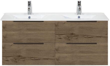 Seville Badmeubelset 120 cm - 4 Laden Tabacco Edge Greep - Wastafel Enjoy Dubbel