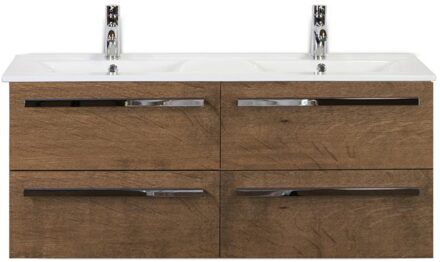 Seville Badmeubelset 120 cm - 4 Laden Tabacco - Keramische Wastafel Wit Enjoy