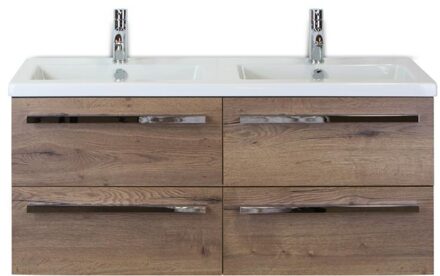 Seville Badmeubelset 120 cm - 4 Laden Tabacco - Wastafel Djazz Dubbel