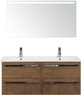 Seville Badmeubelset 120 cm - 4 Laden Tabacco - Wastafel Enjoy Dubbel met Sence Spiegel