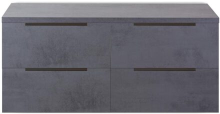 Seville Badmeubelset 120 cm - 4 Laden - Wastafelblad Beton Antraciet Edge Greep