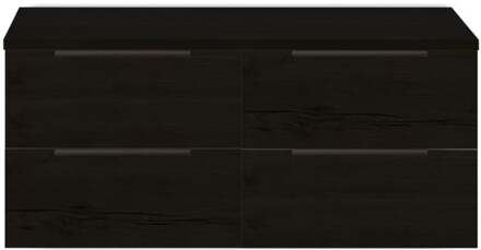 Seville Badmeubelset 120 cm - 4 Laden - Wastafelblad Black Oak Edge Greep
