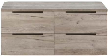 Seville Badmeubelset 120 cm - 4 Laden - Wastafelblad Craft Oak Edge Greep