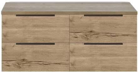 Seville Badmeubelset 120 cm - 4 Laden - Wastafelblad Natuur Eiken Edge Greep