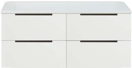 Seville Badmeubelset 120 cm - 4 Laden - Wastafelblad Wit Hoogglans Edge Greep