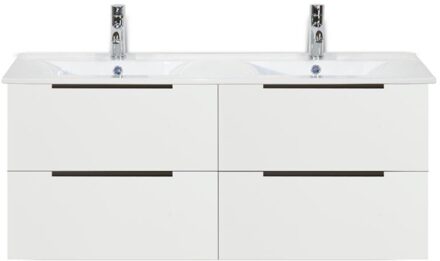 Seville Badmeubelset 120 cm - 4 Laden Wit Hoogglans Edge Greep - Wastafel Enjoy Dubbel