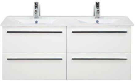 Seville Badmeubelset 120 cm - 4 Laden Wit Hoogglans - Keramische Wastafel Wit Enjoy