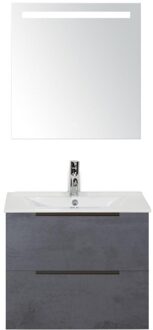 Seville Badmeubelset 60 cm - Beton Antraciet Edge Greep - Wastafel Enjoy met Sence Spiegel