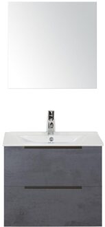 Seville Badmeubelset 60 cm - Beton Antraciet Edge Greep - Wastafel Enjoy met Spiegel