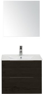 Seville Badmeubelset 60 cm - Black Oak Edge Greep - Wastafel Enjoy met Spiegel