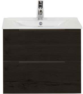 Seville Badmeubelset 60 cm - Black Oak Edge Greep - Wastafel Enjoy