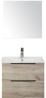 Seville Badmeubelset 60 cm - Craft Oak Edge Greep - Wastafel Enjoy met Spiegel