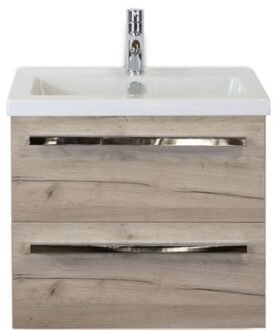 Seville Badmeubelset 60 cm - Craft Oak - Keramische Wastafel Wit Djazz
