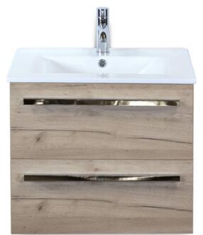 Seville Badmeubelset 60 cm - Craft Oak - Keramische Wastafel Wit Enjoy