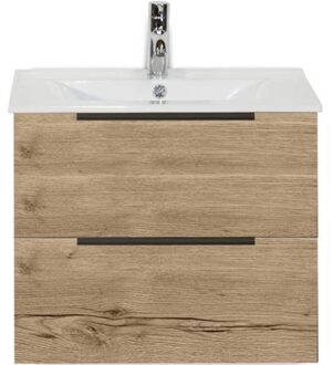 Seville Badmeubelset 60 cm - Natuur Eiken Edge Greep - Wastafel Enjoy