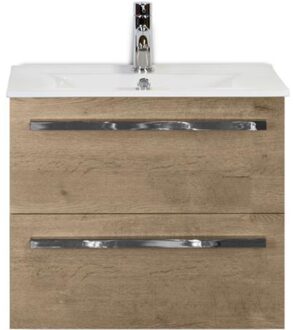 Seville Badmeubelset 60 cm - Natuur Eiken - Keramische Wastafel Wit Enjoy