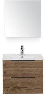 Seville Badmeubelset 60 cm - Tabacco Edge Greep - Wastafel Enjoy met Spiegelkast