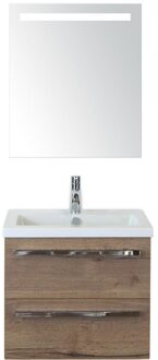 Seville Badmeubelset 60 cm - Tabacco - Keramische Wastafel Wit Djazz met Sence Spiegel