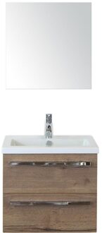 Seville Badmeubelset 60 cm - Tabacco - Keramische Wastafel Wit Djazz met Spiegel