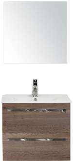 Seville Badmeubelset 60 cm - Tabacco - Keramische Wastafel Wit Enjoy met Spiegel