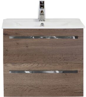 Seville Badmeubelset 60 cm - Tabacco - Keramische Wastafel Wit Enjoy