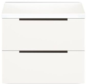 Seville Badmeubelset 60 cm - Wastafelblad Wit Hoogglans Edge Greep