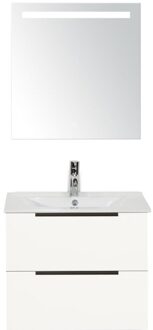Seville Badmeubelset 60 cm - Wit Hoogglans Edge Greep - Wastafel Enjoy met Sence Spiegel